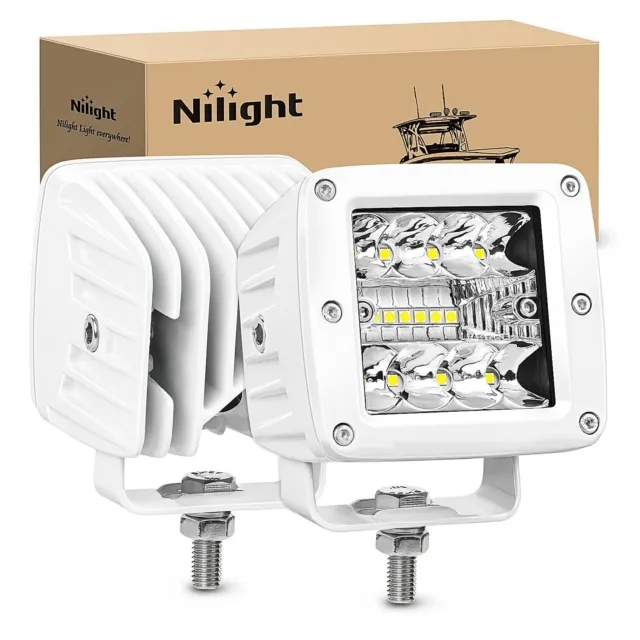 Nilight Marine LED Light Pods 2PCS 3Inch Spot Flood Combo Navigation Lights