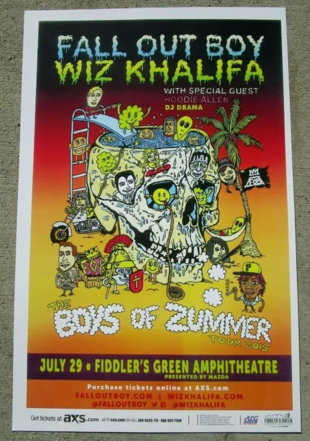 FALL OUT BOY / WIZ KHALIFA  Boys of  Zummer Tour 2015 Colorado - Gig Show Poster