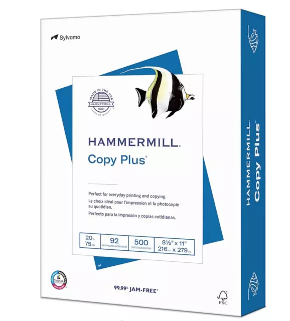 Hammermill Printer Paper, 20 lb Copy Plus, 8.5 x 11 - 1 Ream (500 Sheets) - 92 B