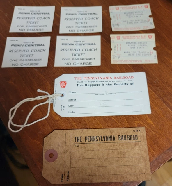 Pennsylvania Railroad Ticket and Tag Lot Penn Central