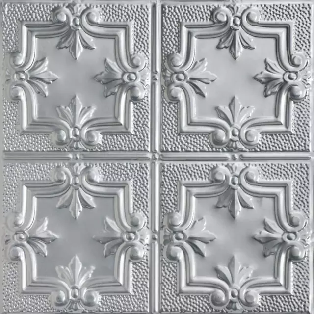 FROM PLAIN TO BEAUTIFUL Ceiling Tile Faux Tin Lacquered Steel (48-Sq-Ft/Case)