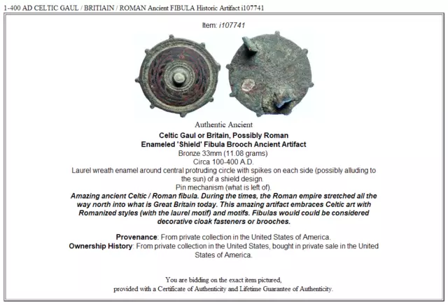 1-400 AD CELTIC GAUL / BRITIAIN / ROMAN Ancient FIBULA Historic Artifact i107741 3