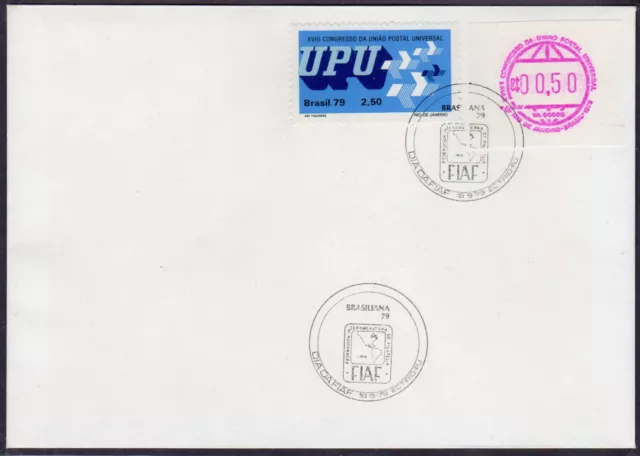 Brasilien ATM FRAMA UPU-Sonderausgabe 0,50Cr$ + Sondermarke auf Beleg 18.9.79