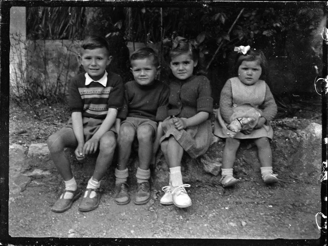 Antique Toulon Jardin Children's Portrait Plate Glass Photo Negative +