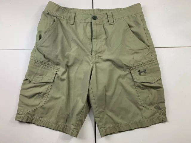 Under Armour Loose Heatgear Cargo Ripstop Green Cargo Shorts Men's Sz 32