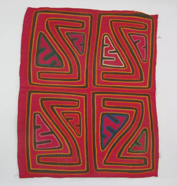 Vintage Mola Abstract Panama Kuna Quality Hand Stitched Textile 13 in x 15 in