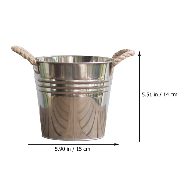 2 pcs Verzinkt Oval Pflanzer Rustikalen Eimer Halter 4