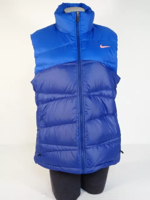 Nike Blue & Orange Alliance Zip Front 550 Down Fill Winter Vest Women's NWT