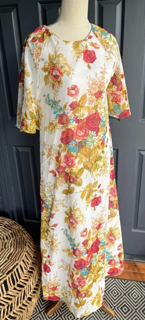 Vintage 1970s Ralston Floral Print Bohemian Gown Maxi Dress Size Small/Medium