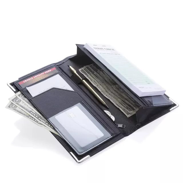 5X9 11-Pocket Server Book Organizer with Double Magnetic Pockets, Zipper Pouch &