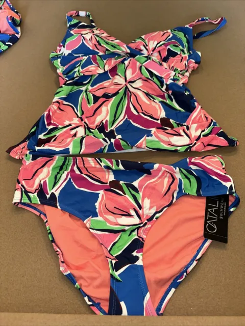 Catalina Swimsuit 2pc Tankini Hidden Underwire And Bikini Bottom Size Medium.