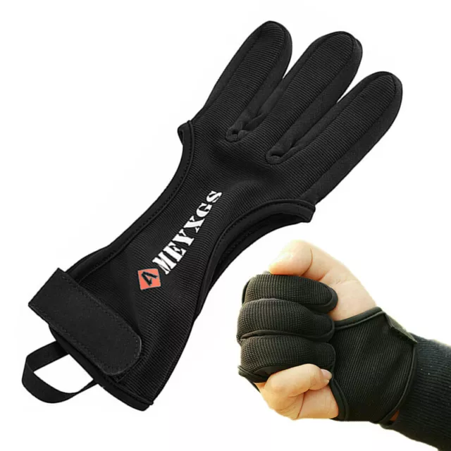 Archery 3 Finger Glove Protect Gear Guard Leather Compound Recurve Bow Shooting