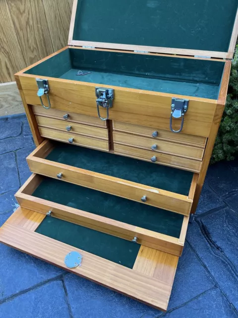 wooden Drawer Engineers tool Collectors sewing storage Cabinet Lockable Box