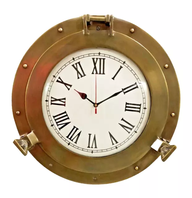 11" Nautical Marine Brass Ship Antique Porthole Clock Wall Clock Home Decor