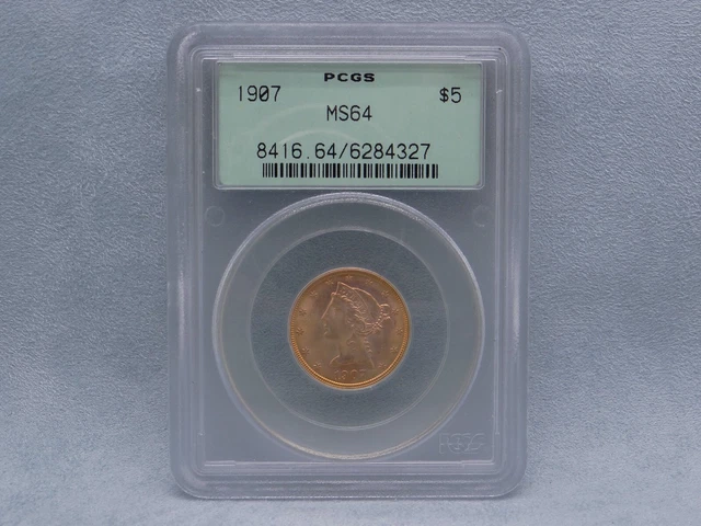 PCGS Certified 1907 Liberty Head $5 Gold Coin MS64