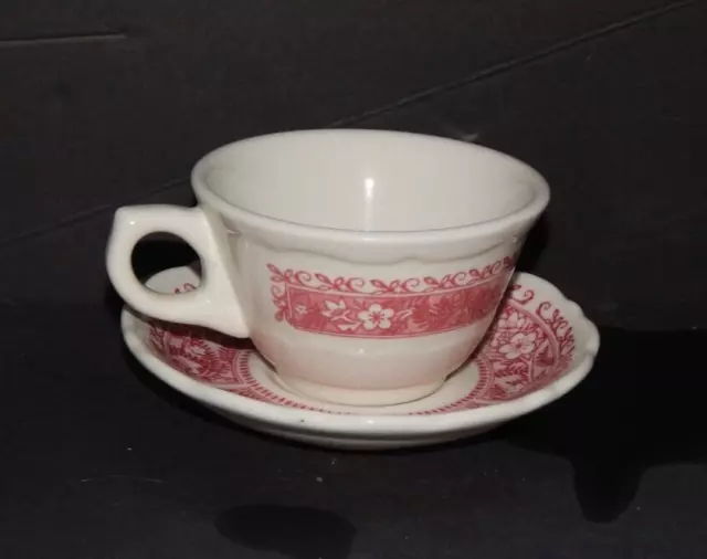 Vintage Syracuse China ~ Strawberry Hill Red Floral ~ Flared  Cup & Saucer Set
