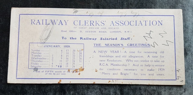 Original Railway Ephemera. Railway Clerks' Association Ink Blotter, 1929.