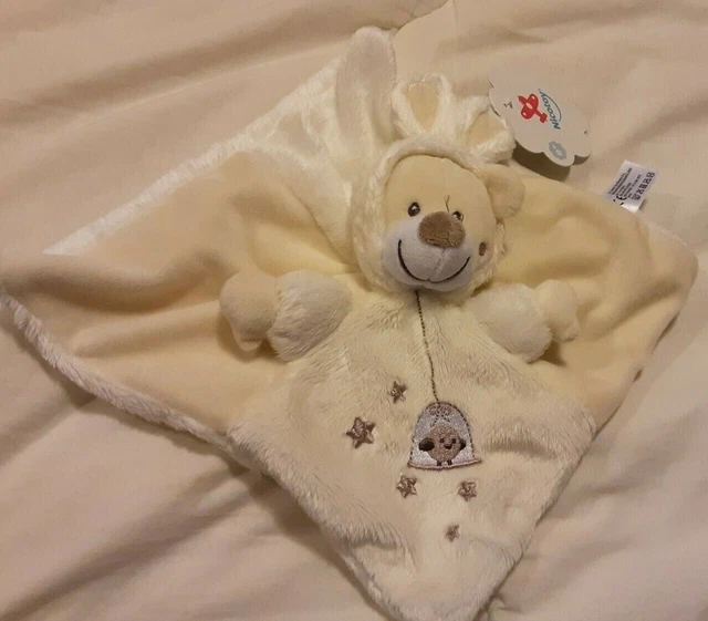 doudou plat ours déguisé lapin blanc crème cage oiseau Nicotoy SIMBA TOYS KIABI