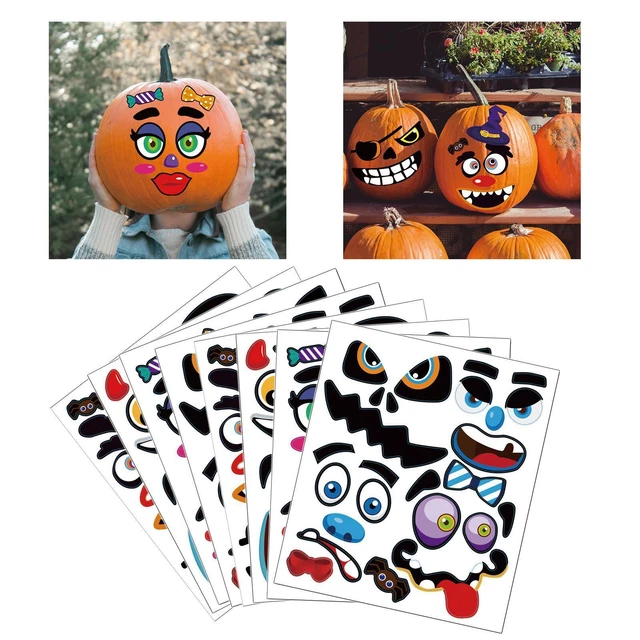 8pcs Interesting Halloween Stickers for Pumpkin Kids Adults Party Supplies