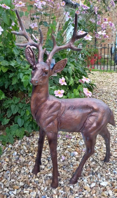 Large Standing Stag Buck Ornament Sculpture, 97cm Tall - Cast from Aluminium