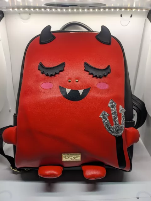 BETSEY KISS JOHNSON Womens Backpack Bag Pink Lips Designer School