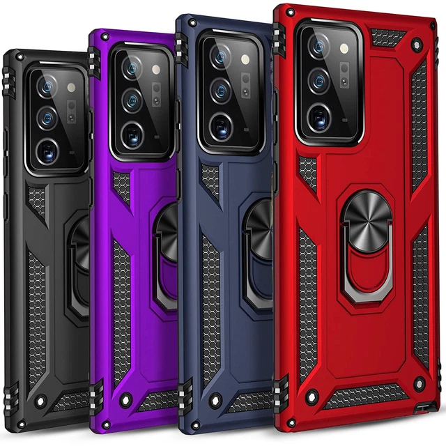 For Samsung Galaxy Note 20 Ultra Note 10 Plus Case Ring Cover +Tempered Glass