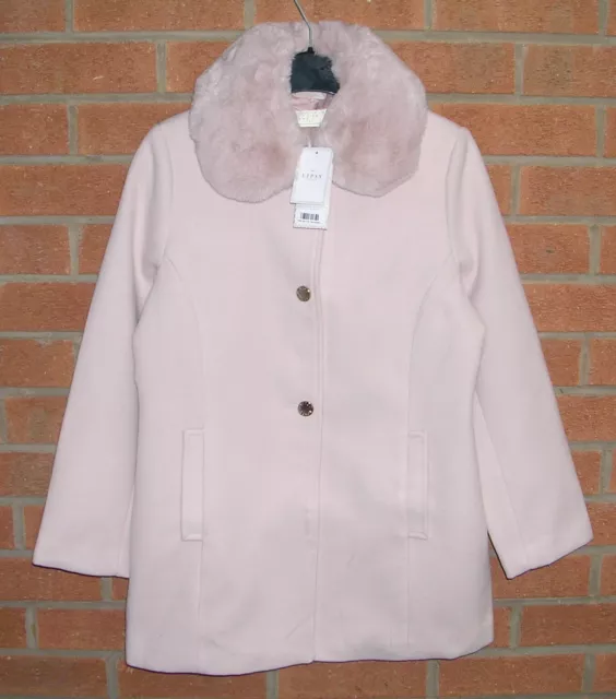 BNWT LIPSY Girls Pale Pink Faux Wool Smart Jacket Coat Age 13 NEW RRP £58