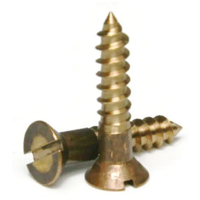#10 Wood Screws Slotted Flat Head Silicon Bronze Wood Screws  - Select Length