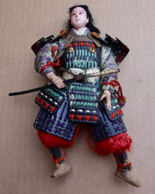 Antique Japanese Samurai Warrior Doll Toy Figure 9" Japan Edo Vintage Handmade