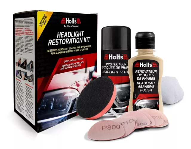 Holts HREP0031A Headlight Restoration Kit Restore Clarity in Cloudy Yellowing