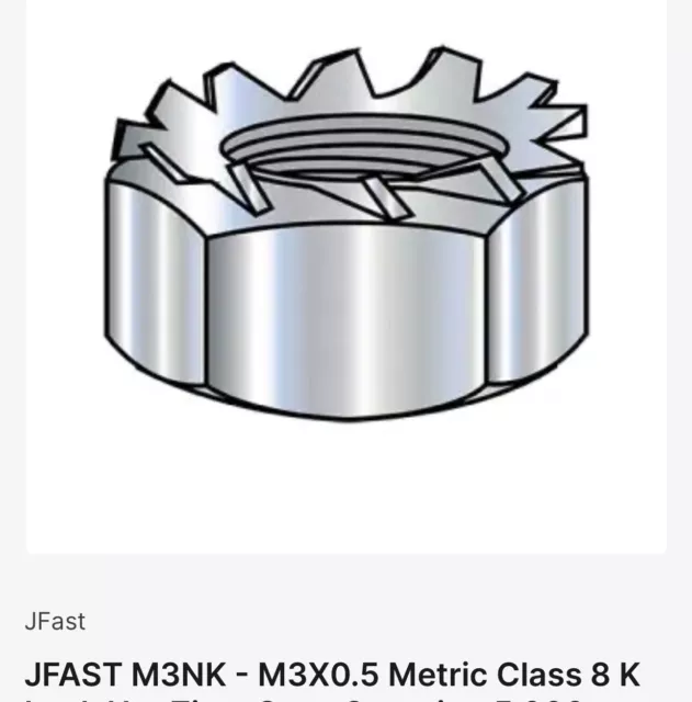 Lot Of 2500 JFAST M3NK - M3X0.5 Metric Class 8 K Lock Nut Zinc