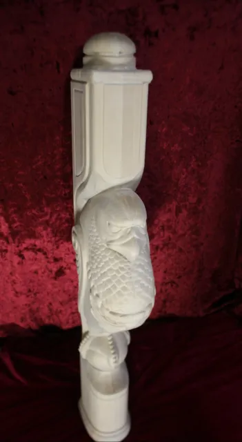 Wooden stairs Baluster, Newel, unique carved eagle statue, decorative element. 2