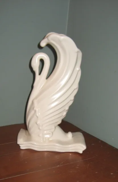 Vintage Haeger Pottery Swan Art Deco Cream White Vase Planter