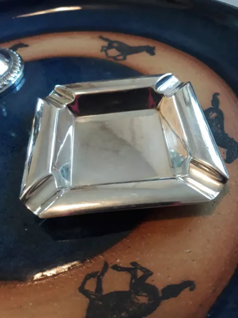 Small STERLING SILVER 950 Art Deco ASHTRAY Pin or Trinket Tray Excellent Cond 3"