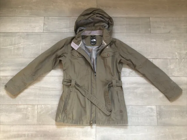 North Face Damen HyVent Jacke Regenjacke, dunkel-oliv, mit Kapuze, Größe M