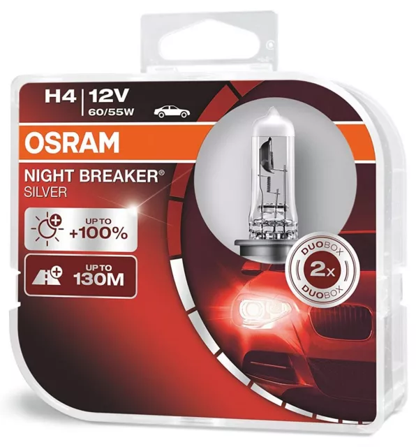 OSRAM H4 NIGHT BREAKER® SILVER Duo Box +100% Halogen Scheinwerfer Lampe 12V
