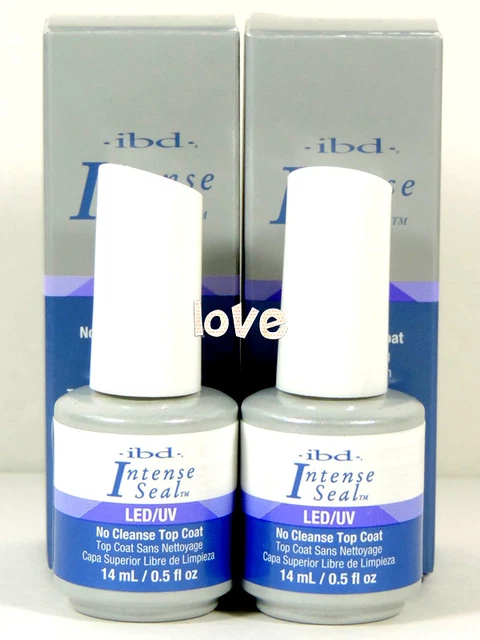 2x IBD INTENSE SEAL LED/UV Gel Shine Top Coat Acrylics14ml/0.5fl.oz No Cleanse