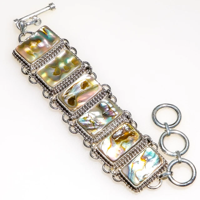 Mermaids Dream Abalone Paua Shell 925 Sterling Silver Bracelet 7-7.99" B7972-5