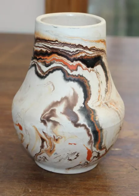 Vintage Nemadji Swirl Pottery Native Clay Orange/Brown Colors, 6.5" Vase