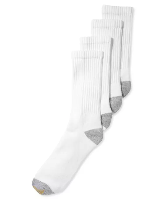 $42 Gold Toe Mens 4 Pairs Pack Athletic Sport Crew Socks White Cotton Shoe 6-12