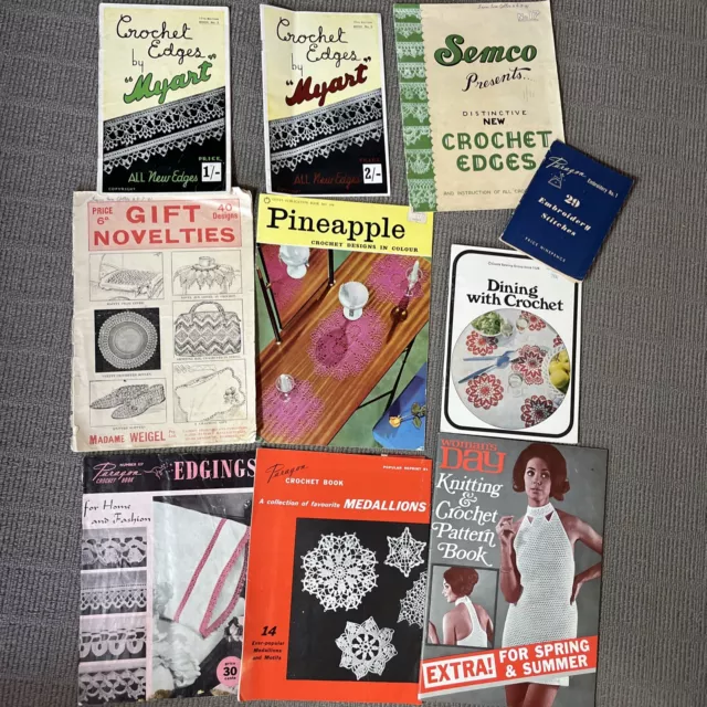 VINTAGE CROCHET PATTERNS x 10 BOOKS - DOILIES, EDGES, MOTIFS + MORE