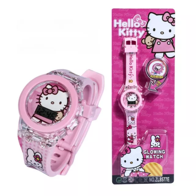 Hello Kitty Kids LED Flash Light Watch Digital Girls Cartoon Wristwatch