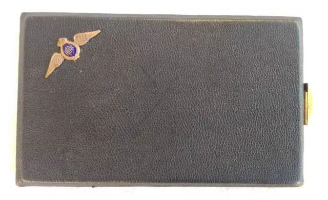 WW2 Australian RAAF cigarette case.  Brass & Enamel RAAF Pilots wings.