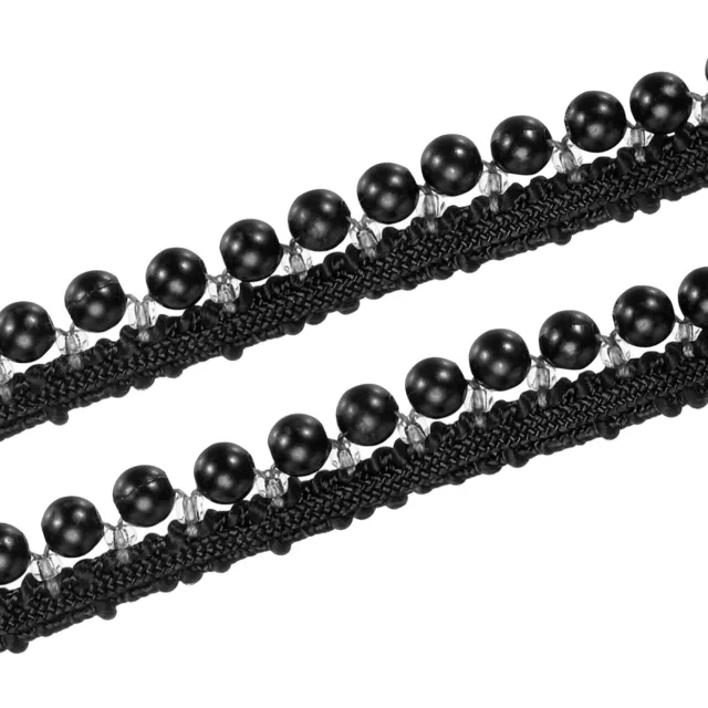 5 Yards Faux Pearls Lace Ribbon Pearl Bead Tassel for Wedding 13mm Black