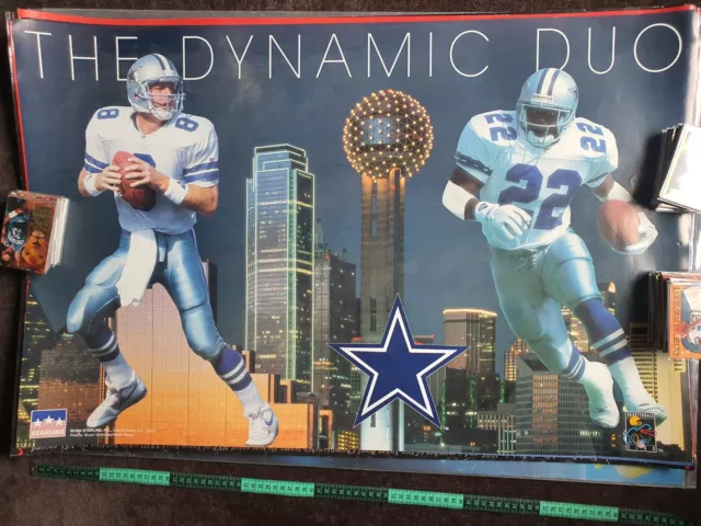 Vintage 1994 NFL Dynamic Duo Dallas Cowboys American Football Poster Emmit Smith