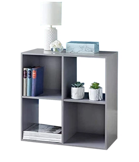 FREE STANDING 4 Cube Storage Shelves Bookcase Wooden Display
