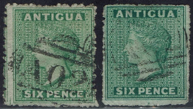 Antigua 1863 Qv 6D 2 Shades Wmk Star Used