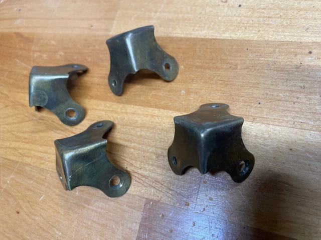 4 Vintage Solid Bass 1-1/8" Box or Chest Corners Antique Project RESTORATION