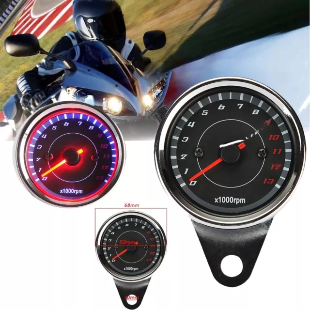 13000RPM Motorcycle LED Speedometer Tachometer Odometer Gauge Set Universal