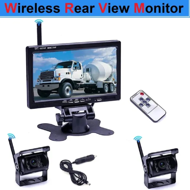 Wireless 5'' Monitor Reversing Reverse HD Camera Rear View Kit 12V Truck Caravan
